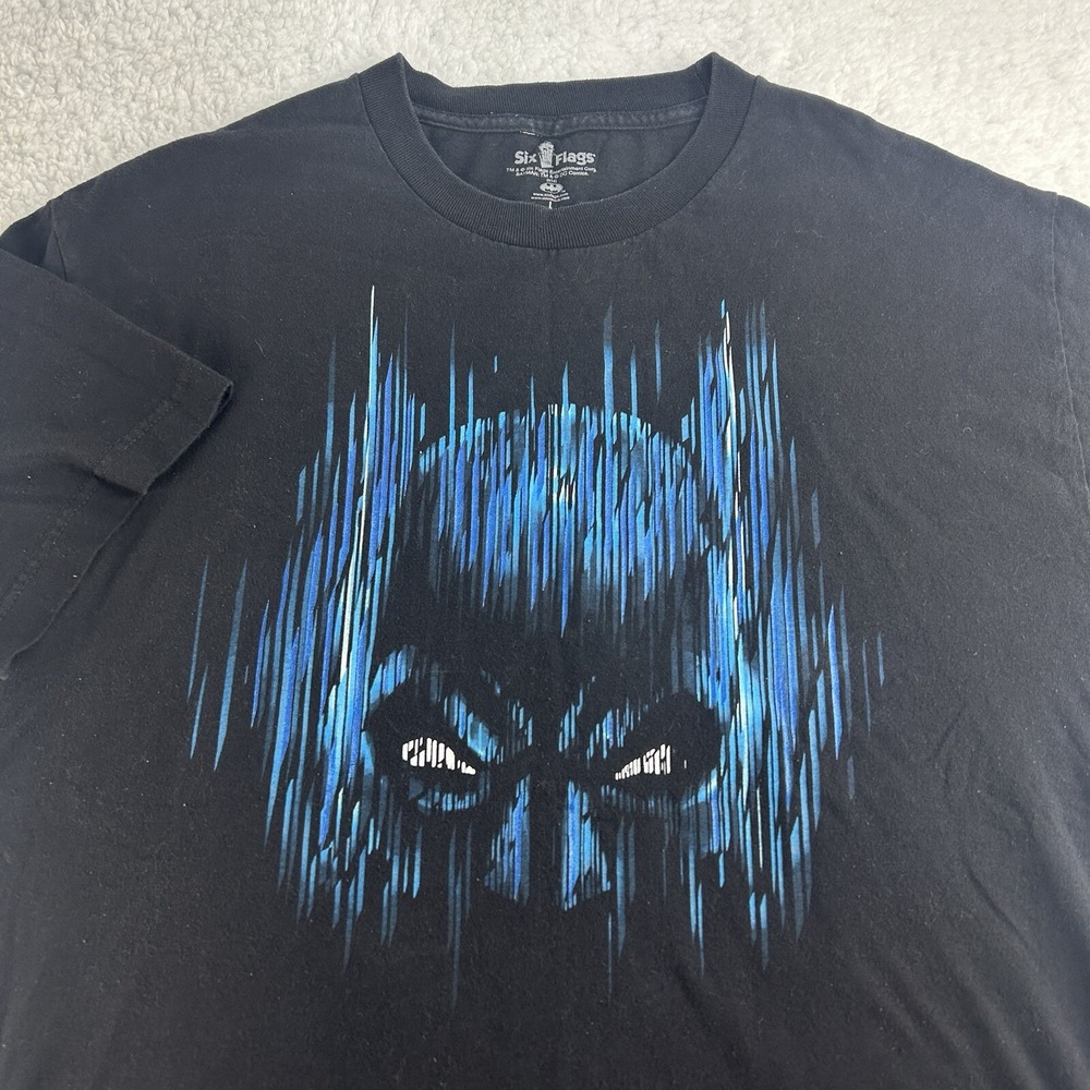 Batman Six Flags Park Tee Shirt Mens Large Black Short Sleeve Crew Neck Dc Comic